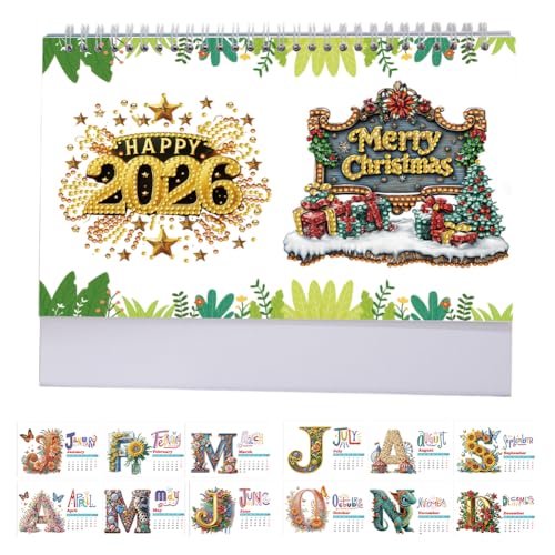 Diamond Painting Kalender 2026, DIY Diamant Malerei Kalender 2026 Tischkalender, Diamant Painting Tischkalender Tischdeko Paper Kalender Set (K) von Demiawaking