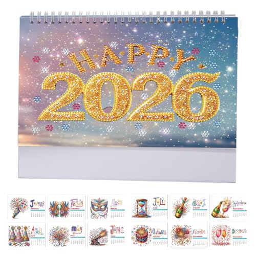 Diamond Painting Kalender 2026, DIY Diamant Malerei Kalender 2026 Tischkalender, Diamant Painting Tischkalender Tischdeko Paper Kalender Set (L) von Demiawaking