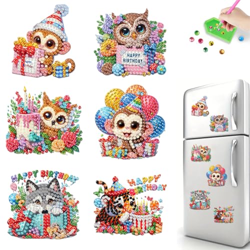 Diamond Painting Kühlschrank Magnete, Diamant Malerei Kühlschrankmagnet Aufkleber, DIY Diamant Painting Aufkleber für Kühlschrank Whiteboards, Auto, Briefkasten Deko (35) von Demiawaking
