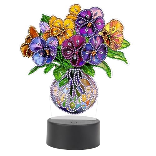 Diamond Painting Nachtlicht Tischdeko, Diamant Malerei Nachttischlampe Tischlampe LED Deko, DIY 5D Diamant Painting Lampe für Kinder Geburtstag Geschenke (17) von Demiawaking