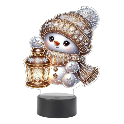 Diamond Painting Nachtlicht Weihnachtsdeko, Diamant Malerei Nachttischlampe Tischlampe LED Weihnachten Deko, DIY 5D Diamant Painting Lampe Geschenke (08) von Demiawaking