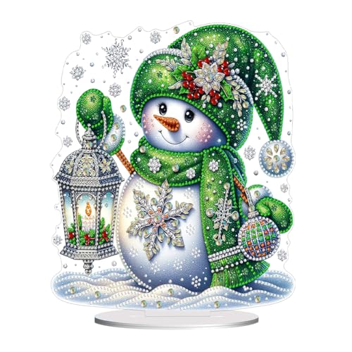 Diamond Painting Weihnachten Tiere Set, Kristall DIY Diamant Malerei Tischdeko Weihnachtsdeko, Diamant Painting Weihnachten Deko Kinder Erwachsene Geschenke (Schneemann 03) von Demiawaking