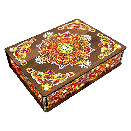 Klassische Mandala Diamond Painting Schmuckkästchen Aufbewahrungsbox DIY Diamant Malerei Schmuckaufbewahrung Holz Organizer Box Geschenke (C) von Demiawaking