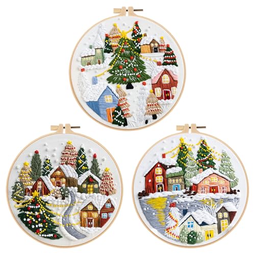 Stickerei Set Anfänger, Stickerei Kits Weihnachten Weihnachtsdeko, Kreuzstich Anfänger Set, Kreuzstich Starter Kit mit Muster, Stickrahmen, Farbfäden und Werkzeuge, DIY Kunst Handwerk Nähen (3 Stück) Stickerei Set Anfänger, Stickerei Kits Weihnachten Weihnachtsdeko, Kreuzstich Anfänger Set, Kreuzstich Starter Kit mit Muster, Stickrahmen, Farbfäden und Werkzeuge, DIY Kunst Handwerk Nähen (3 Stück) von Demiawaking