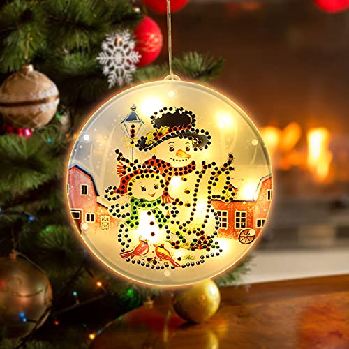 Weihnachten LED Deko DIY Diamond Painting Lampe Weihnachtsdeko Kit Weihnachtsbaumschmuck Strass Zeichnung Deko Lampe Handwerk Ornament (03) von Demiawaking