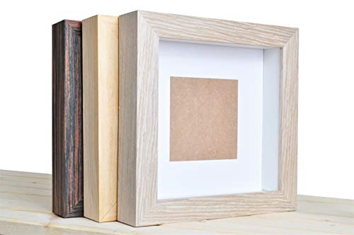 Demiriola' tiefer 3D BILDERRAHMEN | 25 x 25 x 4,8cm | Holz/Glas | 3 Varianten wählbar | Objektbilderrahmen zum Befüllen | Garantie | für Objekte | Schwarz - Natur - Grau (Grau - Beige) von Demiriola