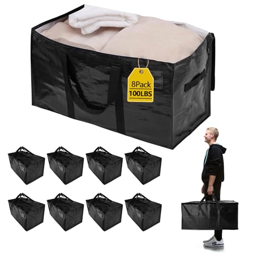 Wasserdichte Umzugstaschen mit starken Reißverschlüssen und verstärkten Griffen, echtes 45,4 kg Fassungsvermögen, extra strapazierfähig, große Aufbewahrungstaschen zum Verpacken und Umzug, Alternative Wasserdichte Umzugstaschen mit starken Reißverschlüssen und verstärkten Griffen, echtes 45,4 kg Fassungsvermögen, extra strapazierfähig, große Aufbewahrungstaschen zum Verpacken und Umzug, Alternative von Demiwise