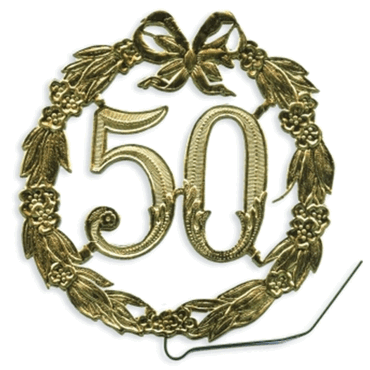 Demmler Jubiläumszahl 50 - Ø 13 cm Draht gold. von Demmler