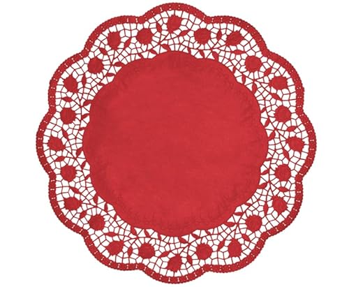 Demmler Tortenspitzen - Rund - Tortendekoration - Tortenunterlage - Ø 36 cm - Farbe: Rot - 30 Stück - Made in Germany von Demmler