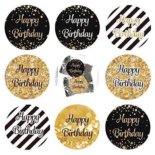 216Pcs Geburtstag Jubiläum goldene Hochzeit Sticker Jahrestag Etiketten Aufkleber Schwarzes und Gold Geschenk-Verpackung Gastgeschenk Hochzeit Mitgebsel für Gäste Geburtstag Fest Etiketten von Demon Killer