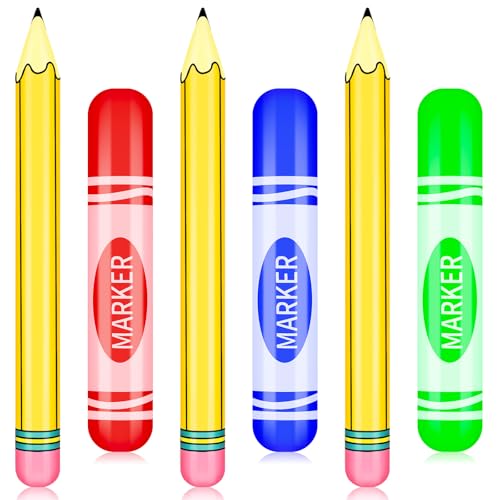 6 Stück riesige aufblasbare Marker, Ballons, Schulanfang, Bleistifte, Ballon, groß, bunt, Marker-Requisiten-Set für Schulanfang, Klassenzimmer, Veranstaltungen und Geburtstagsfeiern 6 Stück riesige aufblasbare Marker, Ballons, Schulanfang, Bleistifte, Ballon, groß, bunt, Marker-Requisiten-Set für Schulanfang, Klassenzimmer, Veranstaltungen und Geburtstagsfeiern von Demonwer
