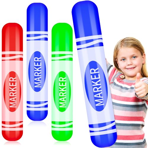Riesiger aufblasbarer Marker-Ballon, 68 cm, für Schulanfang, aufblasbare Ballon-Dekorationen, groß, bunt, Marker-Set für den ersten Schultag, Klassenzimmer, Garten, Zimmer, Geburtstagsparty von Demonwer