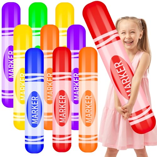 Riesiger aufblasbarer Marker-Ballon, 68 cm, für Schulanfang, aufblasbare Ballon-Dekorationen, groß, bunt, Marker-Set für den ersten Schultag, Klassenzimmer, Garten, Zimmer von Demonwer