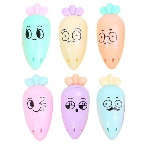 Demsyeq Textmarker, verschiedene Farben, 6 x Textmarker, Pastellfarben, schnell trocknend, Karottenform, fluoreszierende Stifte, helle Keilspitze, Marker für Studenten, Kinder, Erwachsene, College Demsyeq Textmarker, verschiedene Farben, 6 x Textmarker, Pastellfarben, schnell trocknend, Karottenform, fluoreszierende Stifte, helle Keilspitze, Marker für Studenten, Kinder, Erwachsene, College von Demsyeq