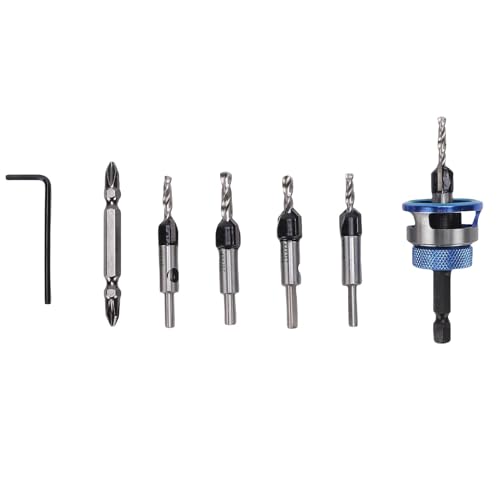 Denash 5 -teiliges M2 Countersink -Bohrbit Set mit Einstellbarer Tiefenstopp -Ring für Holzbearbeitungsprojekte, Geeignet für Hartholz, Sperrholz, Trockenbauwall Denash 5 -teiliges M2 Countersink -Bohrbit Set mit Einstellbarer Tiefenstopp -Ring für Holzbearbeitungsprojekte, Geeignet für Hartholz, Sperrholz, Trockenbauwall von Denash