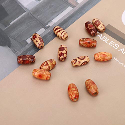 Denash Einzigartige Holzperlen Farbenfrohe Bemalt Gemischte Musterzubehör für DIY -Handwerk 15x7mm 200pcs von Denash