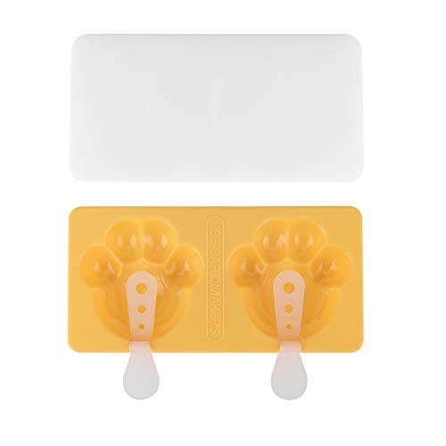 Denash Eistemaschine Schimmel Einfache Deparieren von Kuchenschokoladenformen mit Deckel, Stöcken, Küchenartikel für Hausgemachte Eis Am Stiel, Kleinkind (gelbe Farbe) von Denash