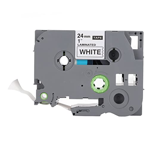 Denash Etikett Maker Tape Langlebig Sogar Einfachen für Pt E100 Pt D210, 1 Pack Schwarz auf weiß 24 Mm Breit 8 M Lang, und Tragbar für Abzeichen, Etiketten (PE-Beutel mit 1 Stück) von Denash