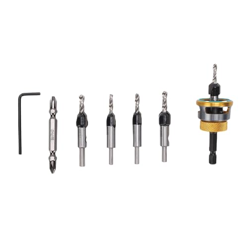 Denash Hex Shank Countersink Bohrbohrbit -Kit mit Einstellbarer Tiefenstopp, Spiralchipflöten für Effizientes Schneiden, Langsam Rotierender Aluminiumring Denash Hex Shank Countersink Bohrbohrbit -Kit mit Einstellbarer Tiefenstopp, Spiralchipflöten für Effizientes Schneiden, Langsam Rotierender Aluminiumring von Denash