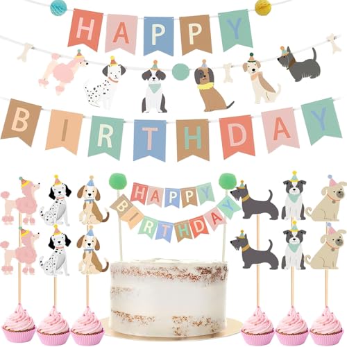 Denipry 15-teiliges Hunde-Party-Geburtstags-Dekorationsset, buntes Hunde-Thema, Happy Birthday-Banner, Girlande und Cupcake-Aufsätze, Welpengeburtstagsparty-Zubehör für Kleinkinder Denipry 15-teiliges Hunde-Party-Geburtstags-Dekorationsset, buntes Hunde-Thema, Happy Birthday-Banner, Girlande und Cupcake-Aufsätze, Welpengeburtstagsparty-Zubehör für Kleinkinder von Denipry