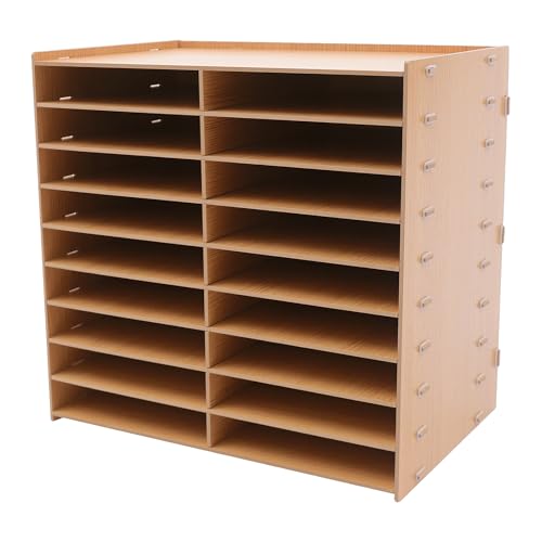 Densony Hölzerner 9-Schichten Organizer mit Dokumentenablage 51,8x33x49cm, Vertikaler Desktop-Aktenordner in Weiß/Braun für Büro und Schule, Mail- und Papiersortierer (Braun) von Densony