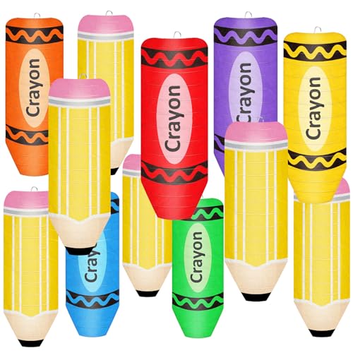 12 Stück Papier-Laternen zum Aufhängen, Buntstift-Laternen, bunte Dekoration für Schulanfang, Schulanfang, Klassenzimmer, Dekorzubehör 12 Stück Papier-Laternen zum Aufhängen, Buntstift-Laternen, bunte Dekoration für Schulanfang, Schulanfang, Klassenzimmer, Dekorzubehör von Denylo pro