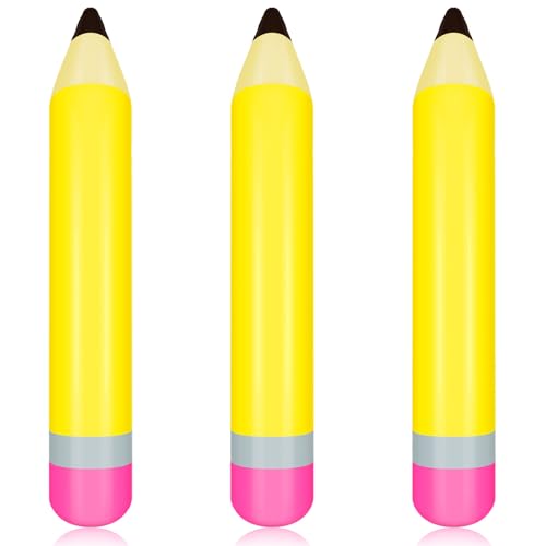 3 Stück 68,6 cm aufblasbare Bleistifte, Luftballons, für Schulanfang, Party, Dekoration, Abschlussfeier, Klassenzimmer, Garten, Zimmer, Geburtstagsparty-Dekorationen von Denylo pro
