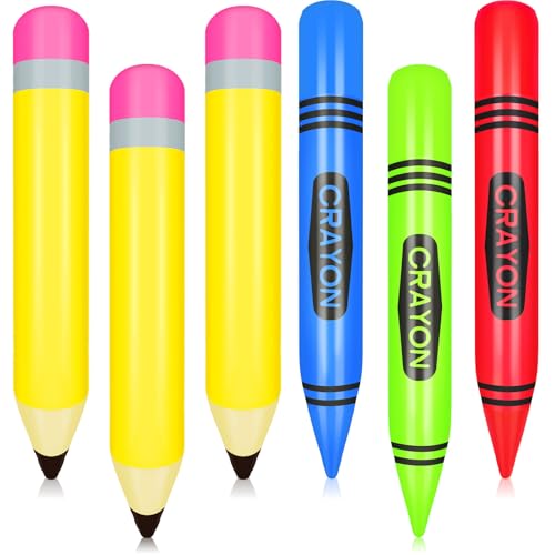 6-teiliges Ballon-Set für den Schulanfang, beinhaltet 68,6 cm Penclis-Ballon mit 55,4 cm Buntstift-Ballon für Schulanfang, Party-Dekoration, Abschlussfeier, Klassenzimmer, Garten, Zimmer von Denylo pro