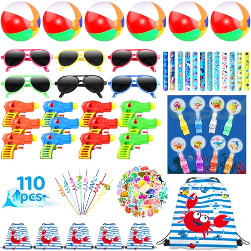 Denylo pro 110 Stück Pool-Partygeschenke, Strand-Partygeschenke, Sommer-Strand-Pool-Spielzeug für Kinder, inklusive Strandbälle, Wasserpistolen, Sonnenbrille für Sommer, Strand, Geburtstagsparty Denylo pro 110 Stück Pool-Partygeschenke, Strand-Partygeschenke, Sommer-Strand-Pool-Spielzeug für Kinder, inklusive Strandbälle, Wasserpistolen, Sonnenbrille für Sommer, Strand, Geburtstagsparty von Denylo pro
