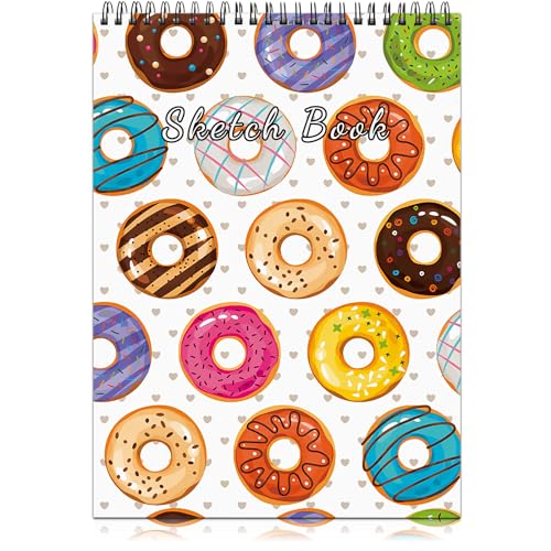 Deokke A4-Skizzenbuch mit Spiralbindung,100GSM 50Blatt/100Seiten,22,9 x 30,5 cm,Nettes und künstlerisches Zeichenbuch,Geeignet für Jungen Mädchen und Anfänger (E11-Donut) von Deokke