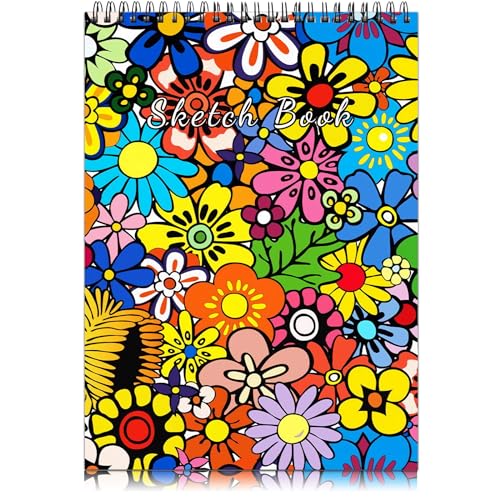 Deokke A4-Skizzenbuch mit Spiralbindung,100GSM 50Blatt/100Seiten,22,9 x 30,5 cm,Nettes und künstlerisches Zeichenbuch,Geeignet für Jungen Mädchen und Anfänger (E13-Blume) von Deokke
