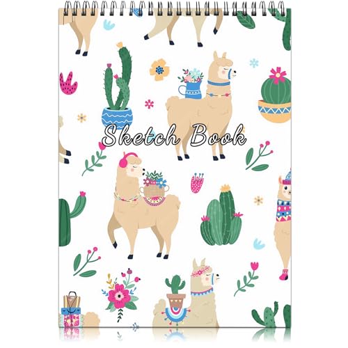Deokke A4-Skizzenbuch mit Spiralbindung,100GSM 50Blatt/100Seiten,22,9 x 30,5 cm,Nettes und künstlerisches Zeichenbuch,Geeignet für Jungen Mädchen und Anfänger (E14-Alpaka) von Deokke