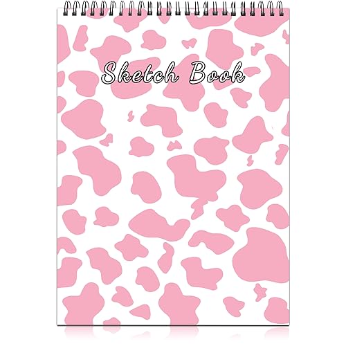Deokke A4-Skizzenbuch mit Spiralbindung,100GSM 50Blatt/100Seiten,22,9 x 30,5 cm,Nettes und künstlerisches Zeichenbuch,Geeignet für Jungen Mädchen und Anfänger (E2-Rosa Kuh) von Deokke