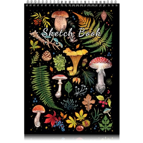 Deokke A4-Skizzenbuch mit Spiralbindung,100GSM 50Blatt/100Seiten,22,9 x 30,5 cm,Nettes und künstlerisches Zeichenbuch,Geeignet für Jungen Mädchen und Anfänger (E8-Pilz) von Deokke