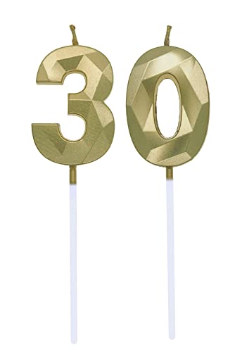 Geburtstagskerzen Zahlen 0 und 3, 3. Geburtstag Zahl Kerzen Geburtstagskerzen Cake Topper 30. Geburtstag Kuchendeko Kuchen Dekoration, für Hochzeit Party Hochzeit Jahrestag Feier Gold von Deolven