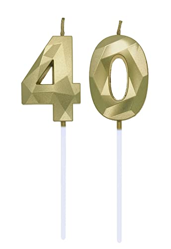 Geburtstagskerzen Zahlen 0 und 4, 4. Geburtstag Zahl Kerzen Geburtstagskerzen Cake Topper 40. Geburtstag Kuchendeko Kuchen Dekoration, für Hochzeit Party Hochzeit Jahrestag Feier Gold von Deolven