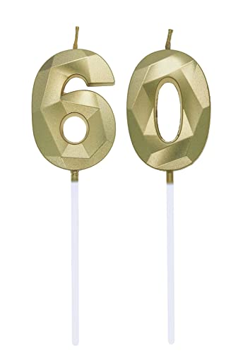 Geburtstagskerzen Zahlen 0 und 6, 6. Geburtstag Zahl Kerzen Geburtstagskerzen Cake Topper 60. Geburtstag Kuchendeko Kuchen Dekoration, für Hochzeit Party Hochzeit Jahrestag Feier Gold von Deolven