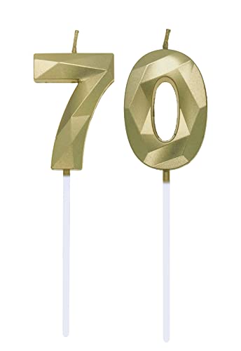 Geburtstagskerzen Zahlen 0 und 7, 7. Geburtstag Zahl Kerzen Geburtstagskerzen Cake Topper 70. Geburtstag Kuchendeko Kuchen Dekoration, für Hochzeit Party Hochzeit Jahrestag Feier Gold von Deolven