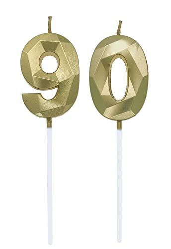 Geburtstagskerzen Zahlen 0 und 9, 9. Geburtstag Zahl Kerzen Geburtstagskerzen Cake Topper 90. Geburtstag Kuchendeko Kuchen Dekoration, für Hochzeit Party Hochzeit Jahrestag Feier Gold von Deolven