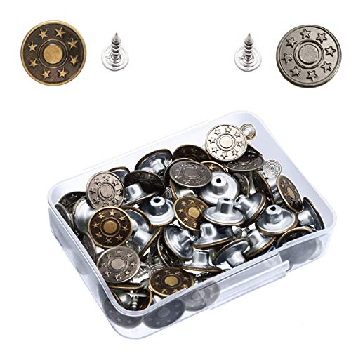 Jeansknöpfe, 50 Stück, 17 mm, Metall, Denim, Kleidung, Knöpfe, Ersatz, Snap Button Schnallen für Kleidung, Reparatur, 2 Stil Bronze und Silber/Schwarz Jeansknöpfe, 50 Stück, 17 mm, Metall, Denim, Kleidung, Knöpfe, Ersatz, Snap Button Schnallen für Kleidung, Reparatur, 2 Stil Bronze und Silber/Schwarz von Deolven