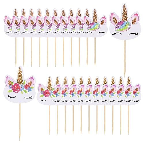 Einhorn Tortendeko, 24 Pcs Einhorn Deko für Cupcake und Muffin, Einhorn Topper für Geburtstagsdeko und Kuchendeko, Einhorn Deko Torte für Mädchen Geburtstag und Party von Deolven