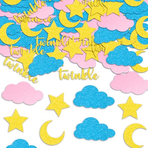 Deorfuy Twinkle Twinkle Little Star Geschlechtsoffenbarung Dekorationen Konfetti, 200 Stück Twinkle Twinkle Little Star Papierkonfetti Dekoration Junge oder Mädchen Geschlecht Enthüllung Dekor von Deorfuy