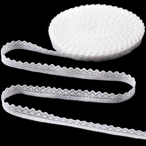 Deozu 4,5 Meter weiße Spitzenborte Vintage gehäkelte Spitzenbänder Stickerei gewellte Kante Schnürsenkel für DIY Handwerk Blumenstrauß Nähen Hochzeit Verpackung Dekoration (1 cm breit) von Deozu