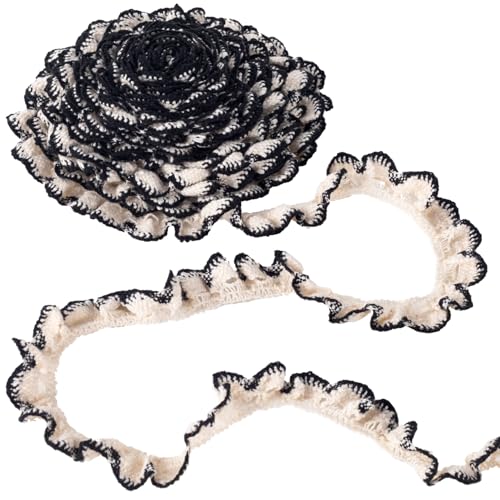 Deozu 4 Yards Spitzenborte Vintage gehäkelte Spitzenbänder Stickerei gewellte Kante Schnürsenkel für DIY Handwerk Blumenstrauß Nähen Hochzeit Verpacken Dekoration (schwarz + weiß, 1,8 cm breit) Deozu 4 Yards Spitzenborte Vintage gehäkelte Spitzenbänder Stickerei gewellte Kante Schnürsenkel für DIY Handwerk Blumenstrauß Nähen Hochzeit Verpacken Dekoration (schwarz + weiß, 1,8 cm breit) von Deozu