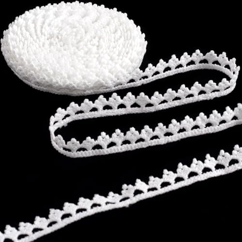 Deozu 5 Yards weiße Spitzenborte Vintage gehäkelte Spitzenbänder Stickerei Schnürsenkel für DIY Handwerk Blumenstrauß Nähen Hochzeit Verpacken Dekoration (1,4 cm breit) von Deozu