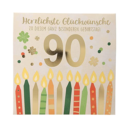 Depesche 0011694-013 Pop-up Glückwunschkarte zum 90. Geburtstag Klappkarte mit Musik, Lichtelementen und einem originellen Spruch, Geburtstagskarte inkl. Umschlag, Format 15,5 x 15,5 cm, mehrfarbig von Depesche