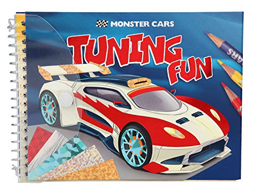 Depesche 10300 Monster Cars - Mal- und Stickerbuch Tuning Fun, Malbuch mit 10 Seiten, Rennauto mit Folien- und Papier-Stickern gestalten von Depesche