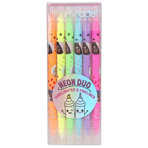 Depesche 11383 TOPModel - Neon Duo Highlighter- und Fineliner-mit 6 Doppel-Fasermalern in leuchtenden Farben, Stifte-Set mit jeweils einer dünnen und breiten Spitze zum Schreiben und Markieren Depesche 11383 TOPModel - Neon Duo Highlighter- und Fineliner-mit 6 Doppel-Fasermalern in leuchtenden Farben, Stifte-Set mit jeweils einer dünnen und breiten Spitze zum Schreiben und Markieren von Depesche