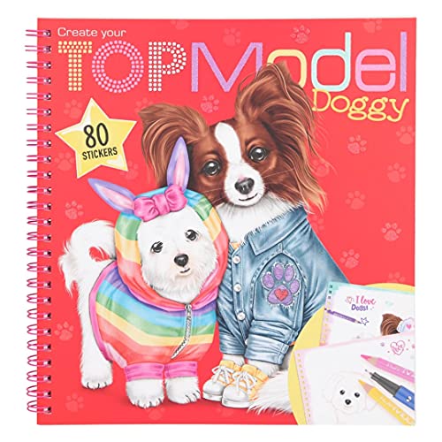 Depesche 11503 TOPModel - Create your Doggy Malbuch, tierischer Malspaß für Kinder mit 40 Hunde-Motiven und 3 Sticker-Bogen zum Verzieren, ca. 22 x 21 x 1,5 cm von Depesche