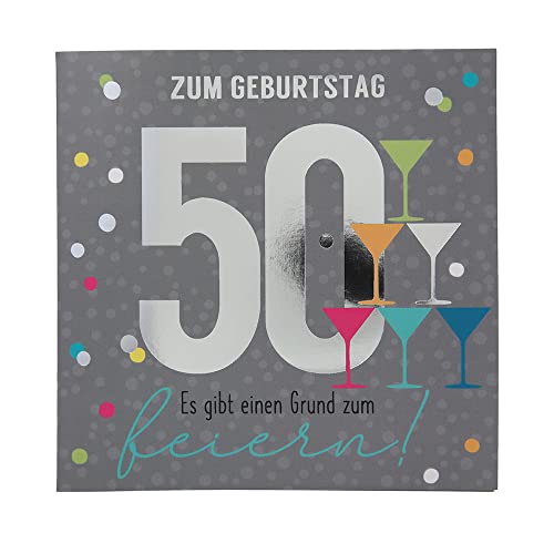 Depesche 11515-042 Zahlenkarte zum 50. Geburtstag mit Musik, veredelte Klappkarte mit originellem Innentext, inkl. Umschlag, Format 15,5 x 15,5 cm von Depesche